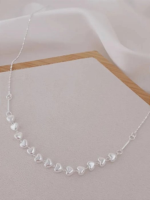 Choker corações - Folheado a prata