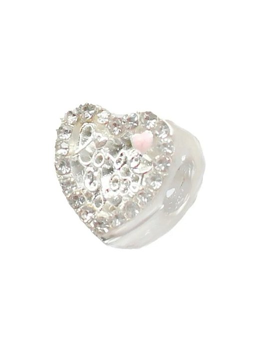 Berloque separador coração love - Folheado a prata