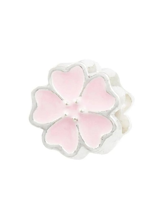 Berloque Separador flor rosa - Folheado a prata