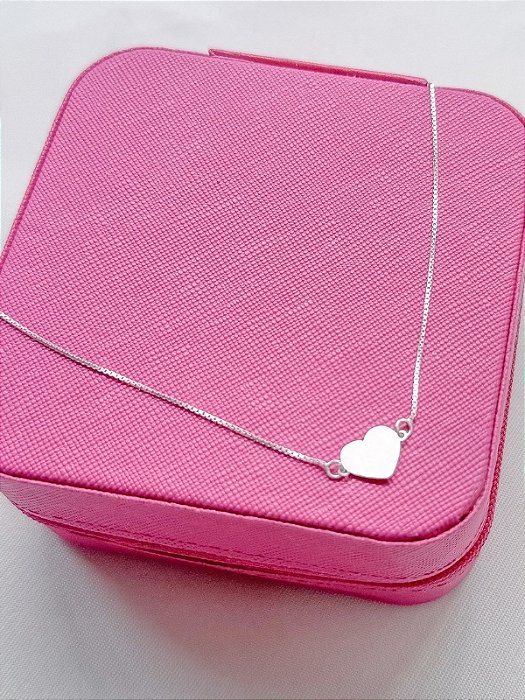 Choker Coração preenchido - Prata 925