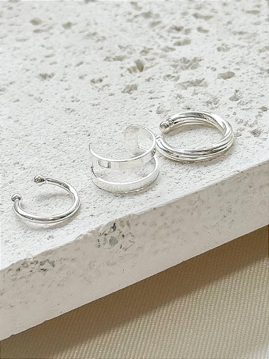 Combo 3 Piercings fake - Folheado a prata