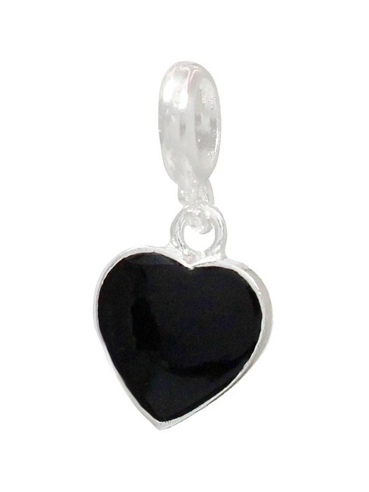 Berloque Coração preto - Folheado a prata