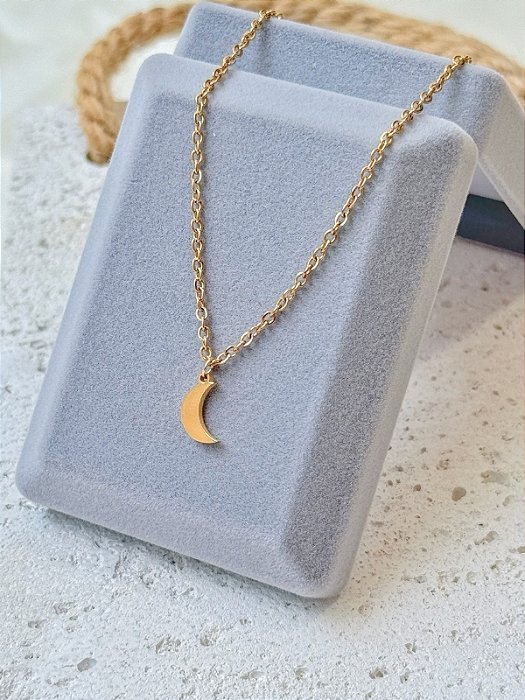 Colar mini lua dourado - Aço Inox