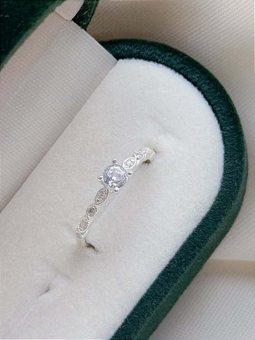 Anel Solitário Star Cristal - Prata 950