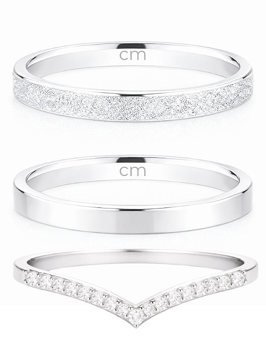 Par de Aliança Snow 2mm Diamantado + Solitário em v - Prata 950