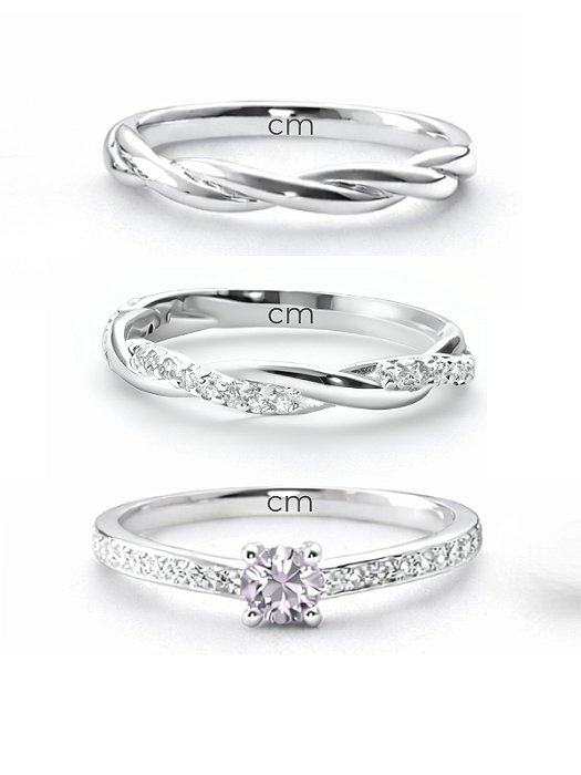Par de Aliança Mônaco com pedra + Solitário Romantic cristal - Prata 950