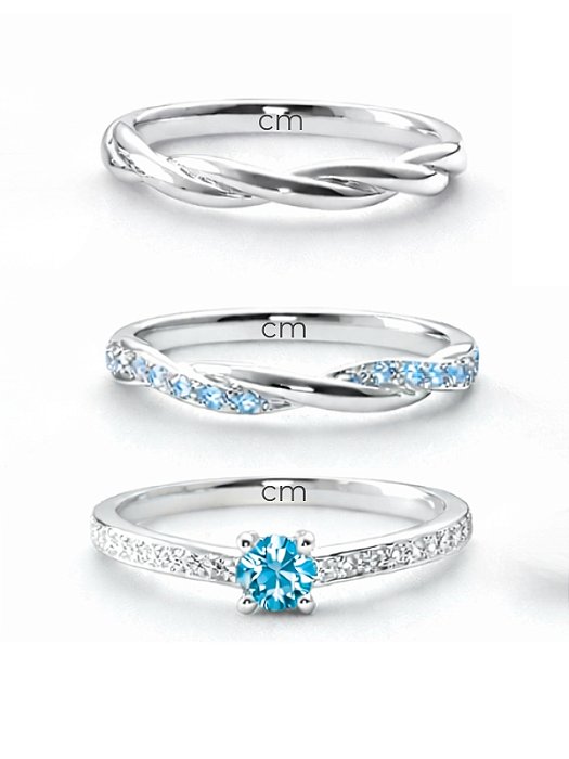 Par de Aliança Mônaco com pedra azul + Solitário Romantic azul - Prata 950