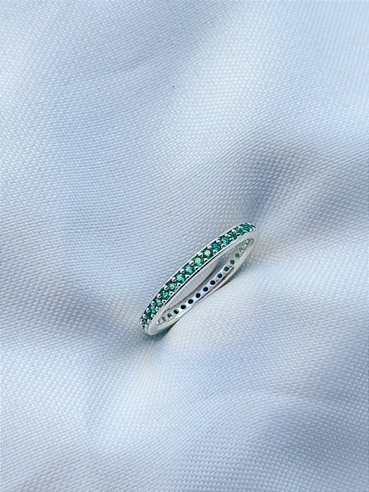 Anel aparador Noruega Verde - Prata 950