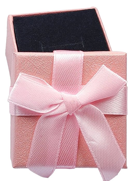 Caixinha Anel Solitario Laço rosa - Brinde