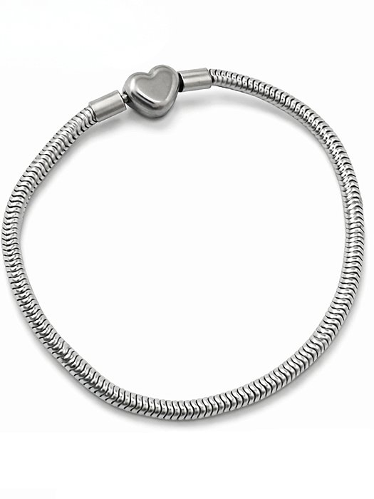 Pulseira Berloque Fecho Coração - Aço Inox