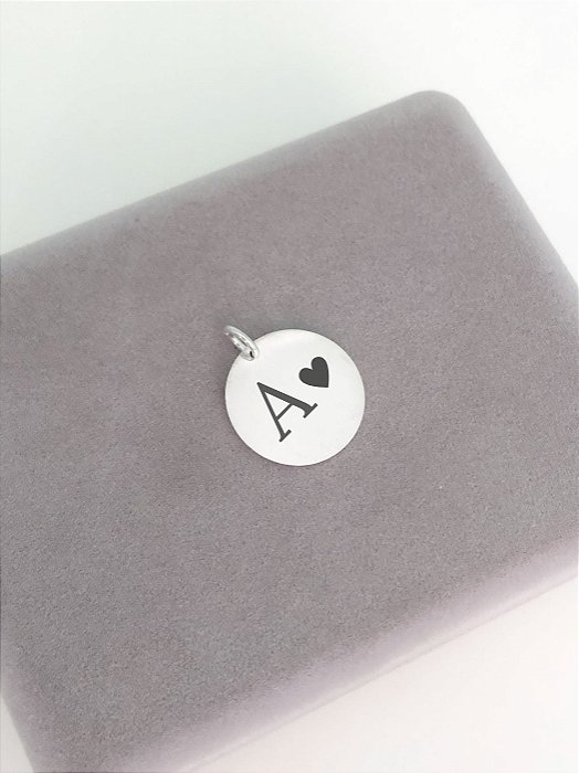 Colar Redondo Inicial + coração - Prata 925