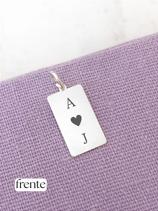 Colar plaquinha data + iniciais - prata 925