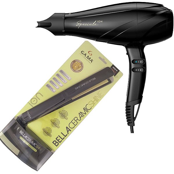 KIT GAMA - SECADOR SE SPECIALE ULTRA ION 2300W 127V + PRANCHA BELLA CERAMIC SHINE BLISTER 230ºC