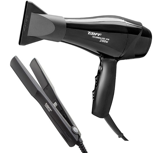 KIT TAIFF - SECADOR PROFISSIONAL NEW TOURMALINE ION 2100W 127V - PRANCHA CERAMICA 180ºC