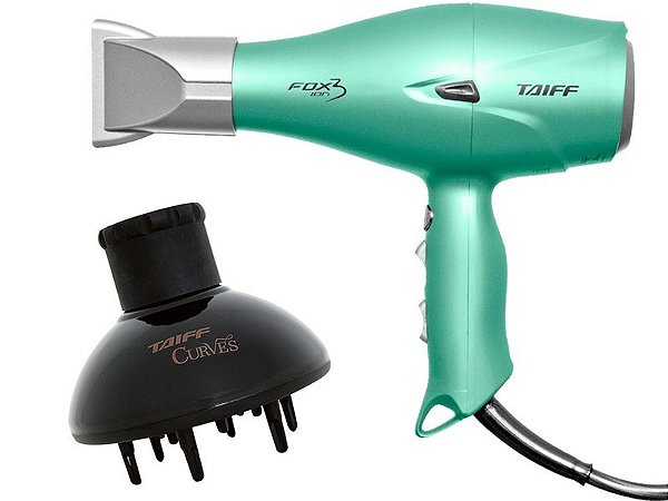 KIT TAIFF - SECADOR PROFISSIONAL FOX ION 3 SOFT GREEN 2200W 220V + DIFUSOR DE AR CURVES