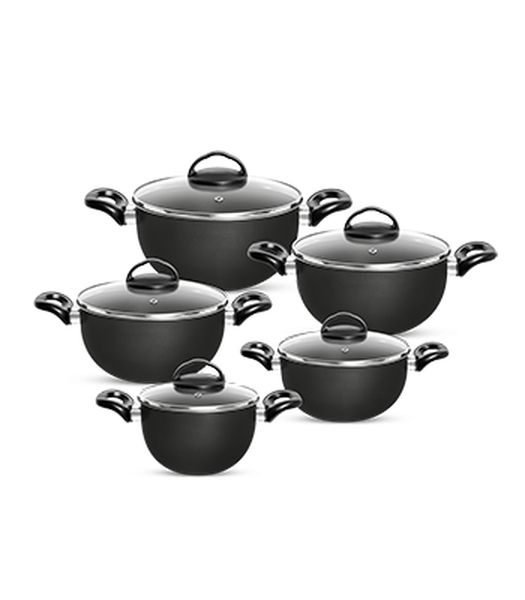 CONJUNTO CAÇAROLAS TULIPA PATOLUX ALIANÇA 5 PÇS TVT AA - PRETO/PRETO