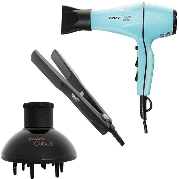 KIT TAIFF - SECADOR CABELO STYLE TIFFANY 2000W 127V + PRANCHA CERAMIC 180ºC + DIFUSOR DE AR CURVES