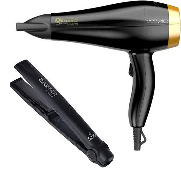 KIT GAMA - SECADOR PROF. PRIMO GIRASSOL CERAMIC ION 2000W 127V + PRANCHA ELEGANZA INFINITY ONE 220ºC