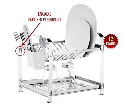 ESCORREDOR MAK.INOX 12 PRATOS DESMONTADO C/ PORTA TALHER PLASTICO 03.04