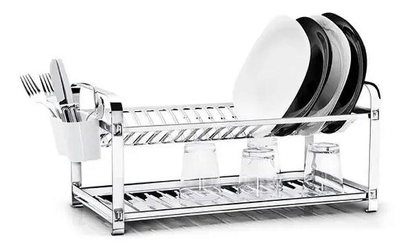 ESCORREDOR MAK.INOX 20 PRATOS MONTADO C/ PORTA TALHER PLASTICO 20.20