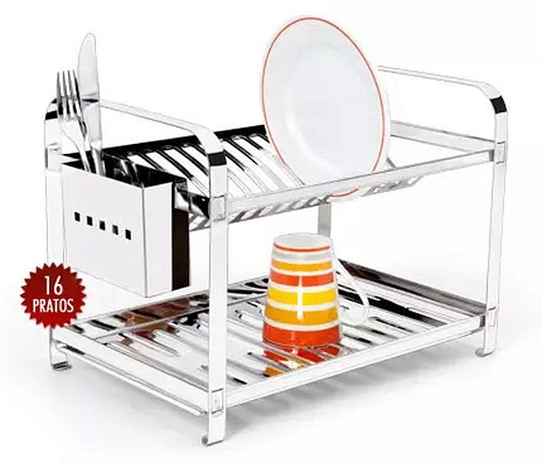 ESCORREDOR MAK.INOX 16 PRATOS MONTADO C/ PORTA TALHER ACO INOX 8502M