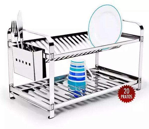 ESCORREDOR MAK.INOX 20 PRATOS MONTADO C/ PORTA TALHER ACO INOX 8504M