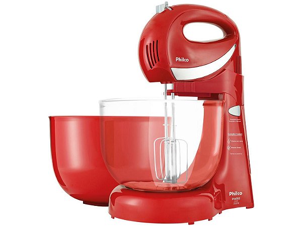 BATEDEIRA PHILCO PARIS CRISTAL NEVE 4 VELOCIDADES 350W 4 LITROS VEMELHO - 127V