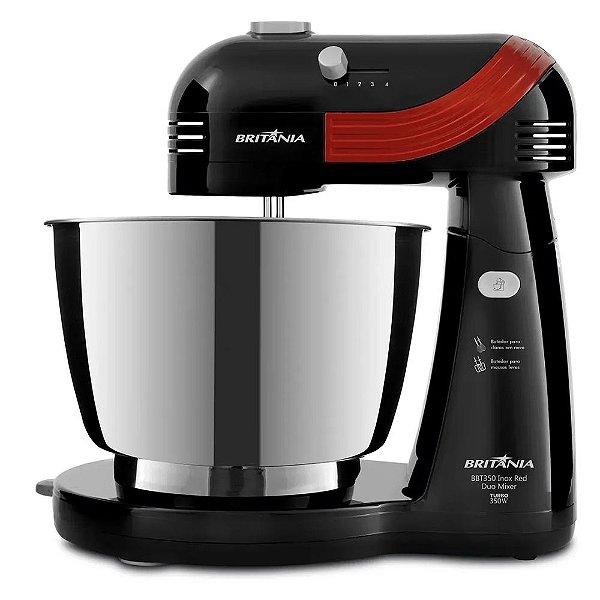 BATEDEIRA BRITÂNIA BBT350P INOX RED DUO MIXER 350W 4 LITROS - 220V