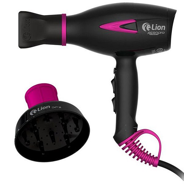 KIT LION - SECADOR PROFISSIONAL LION AEROPRO LS07 2150W PINK 220V + DIFUSOR DE AR DF2 PINK