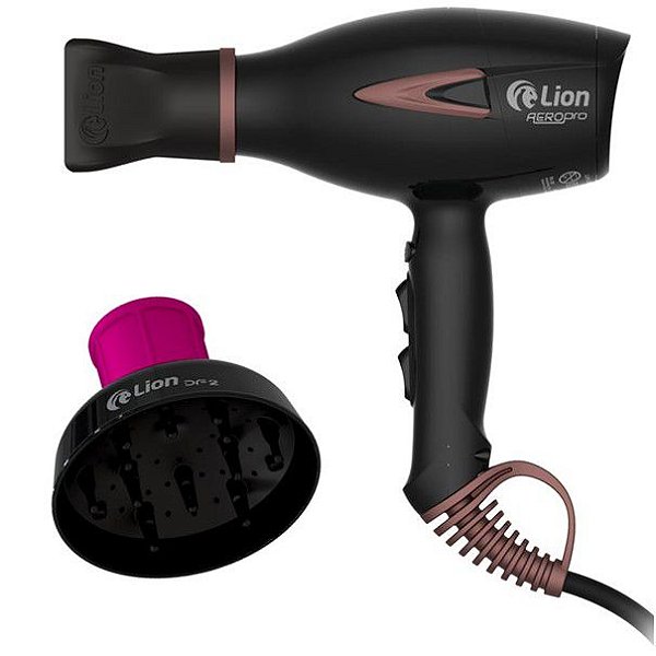 KIT LION - SECADOR PROFISSIONAL LION AEROPRO LS07 2150W ROSE 127V + DIFUSOR DE AR DF2 PINK