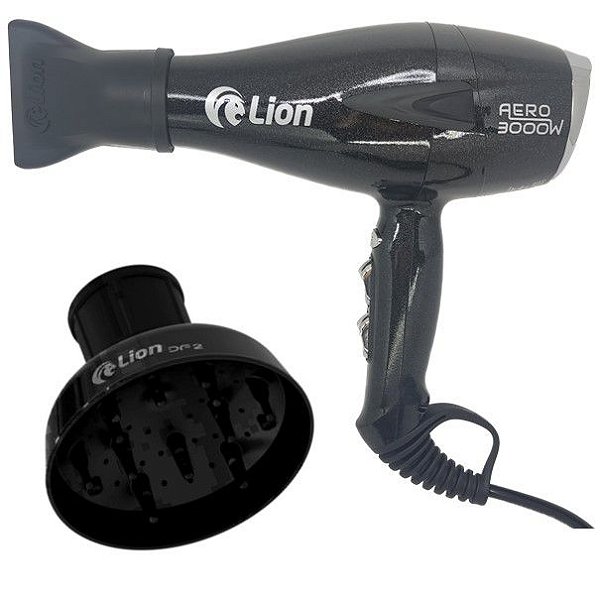 KIT LION - SECADOR PROFISSIONAL TUTTI AERO 3000W PRETO FLAKE 220V + DIFUSOR DE AR DF2 PRETO