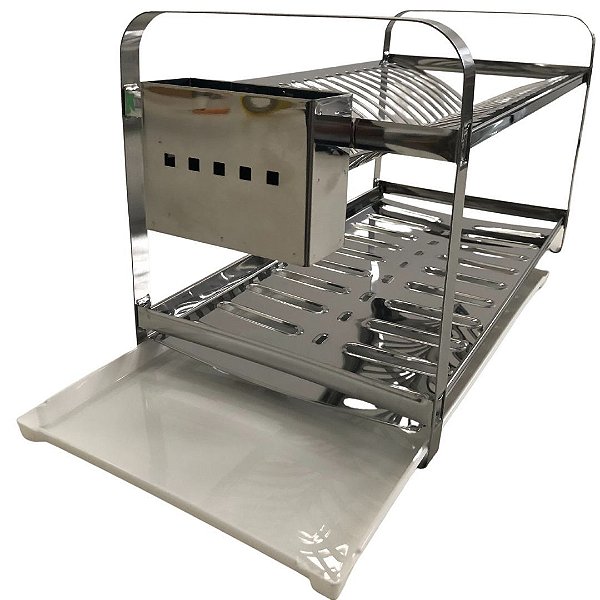 KIT MAK.INOX ESCORREDOR 20 PRATOS MONTADO PORTA TALHER ACO INOX 8504M + BANDEJA COLETORA AGUA BRANCA