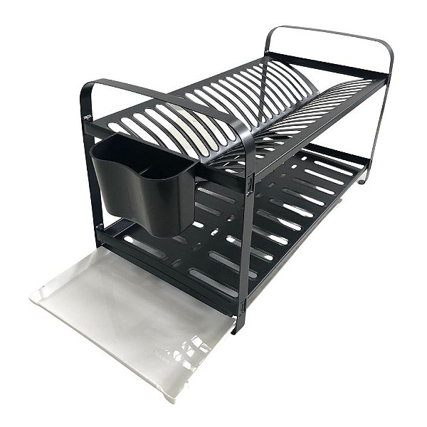 KIT MAK.INOX ESCORREDOR 20 PRATOS MONTADO BLACK 0420P + BANDEJA COLETORA DE AGUA BRANCA