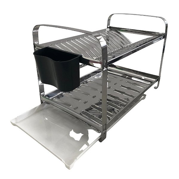 KIT MAK.INOX ESCORREDOR 16 PRATOS MONTADO PORTA TALHER PLASTICO 20.16 + BANDEJA COLETORA DE AGUA BR