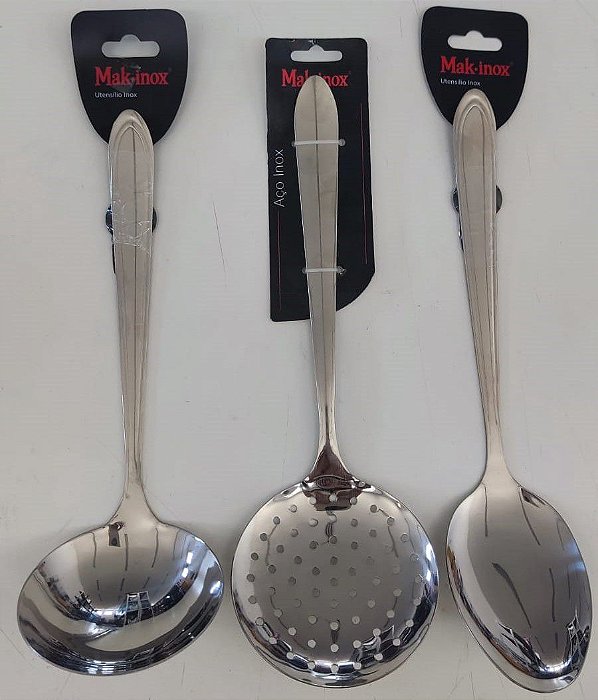 KIT PEGADORES MAK.INOX - CONCHA 1819 / COLHER ARROZ 1821 / ESCUMADEIRA 18.20