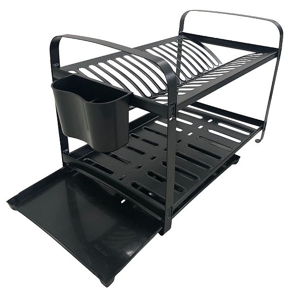 KIT MAK.INOX ESCORREDOR 12 PRATOS MONTADO BLACK 0412P + BANDEJA COLETORA DE AGUA PRETA