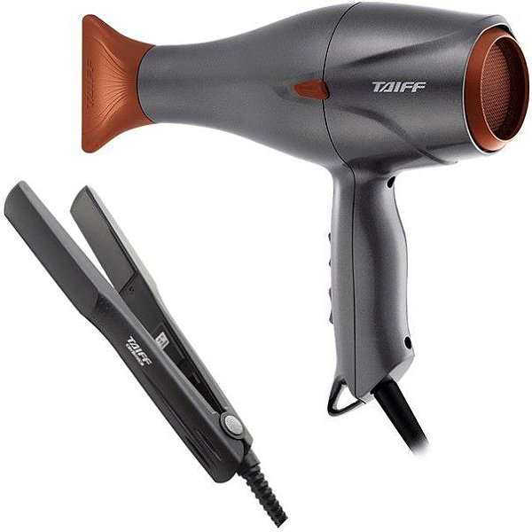 KIT TAIFF - SECADOR PROFISSIONAL VULCAN ÍONS V12 2500W 220V + PRANCHA CERAMICA 180ºC BV
