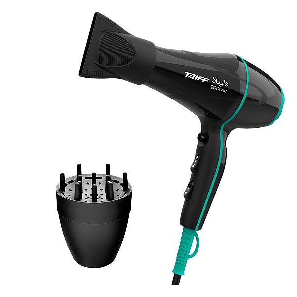 KIT TAIFF - SECADOR PROFISSIONAL STYLE PRETO 2000W 220V + DIFUSOR NOVO SMART
