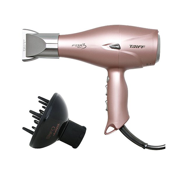 KIT TAIFF - SECADOR PROFISSIONAL FOX ION 3 ROSE 2200W 220V + DIFUSOR CURVES
