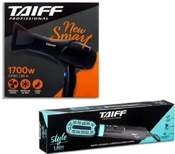 KIT TAIFF 127V - SECADOR NEW SMART 1700W + ESCOVA SECADORA ALISADORA MODELA STYLE 900W