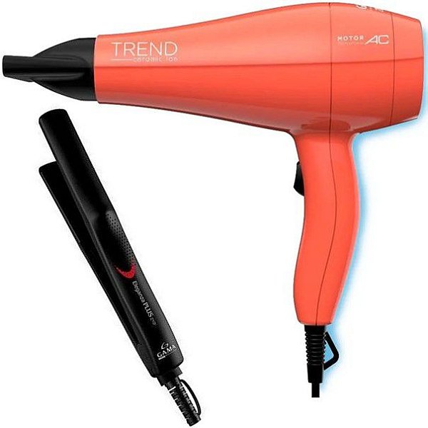 KIT GAMA - SECADOR PROFISSIONAL TREND CERAMIC ION 2000W 127V + PRANCHA ELEGANZA PLUS 210ºC BV