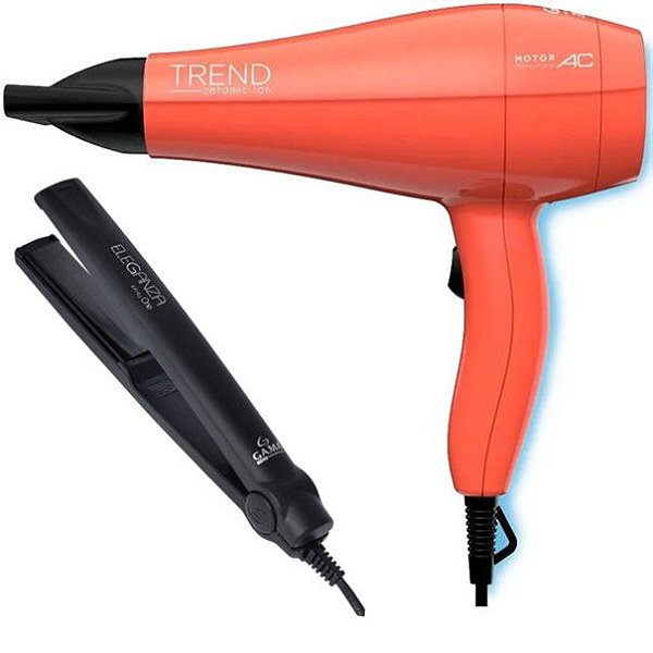 KIT GAMA - SECADOR PROFISSIONAL TREND CERAMIC ION 2000W 220V + PRANCHA ELEGANZA INFINITY ONE 220ºC