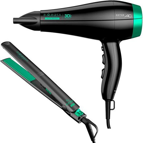 KIT GAMA BABOSA BIVOLT - SECADOR 3D THERAPY ULTRA ION 2200W + PRANCHA ELEGANCE CERAMIC ION 220ºC