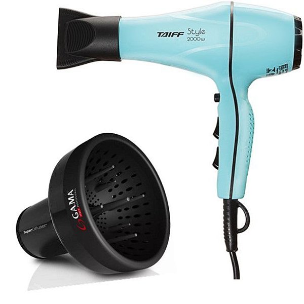 KIT - SECADOR DE CABELO PROF. TAIFF STYLE AZUL 2000W 220V TIFFANY + DIFUSOR DE AR UNIVERSAL GAMA