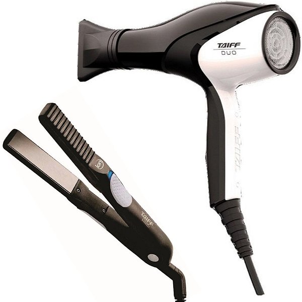 KIT TAIFF BIVOLT - SECADOR PROFISSIONAL UNIQUE DUO TOURMALINE 2700W + PRANCHA LOOK 200ºC