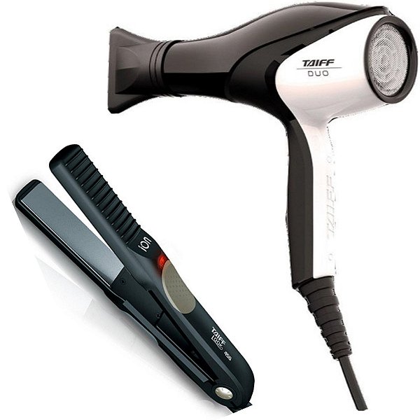 KIT TAIFF BIVOLT - SECADOR PROFISSIONAL UNIQUE DUO TOURMALINE 2700W + PRANCHA LOOK 450 230ºC