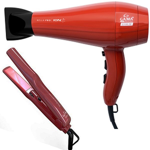 KIT GAMA - SECADOR BELLA PRO ION 2100W 220V + PRANCHA LUMINA DUO ION PLUS 220ºC BV