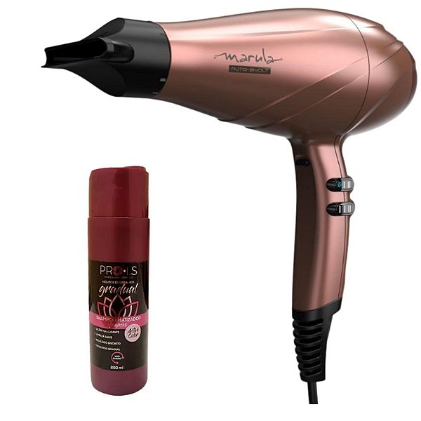 KIT - SECADOR GAMA MARULA 3D ULTRA ION 2400W BIV + SHAMPOO MATIZADOR FEMININO ESCURECEDOR PRO 250ML