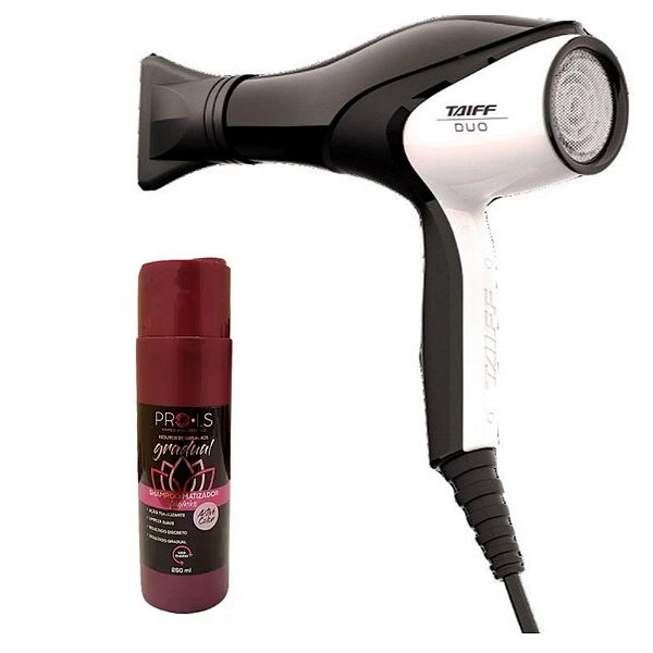 KIT - SECADOR TAIFF UNIQUE DUO TOURMALINE 2700W BV + SHAMPOO MATIZADOR FEMININO ESCURECEDOR PRO 250M