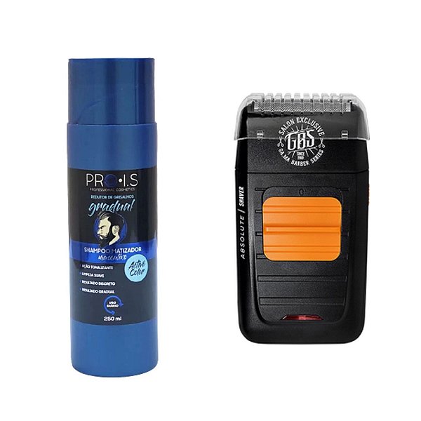 KIT - BARBEADOR GAMA GBS ABSOLUTE SHAVER BV - SHAMPOO MATIZADOR MASCULINO ESCURECEDOR  PRO I.S 250ML
